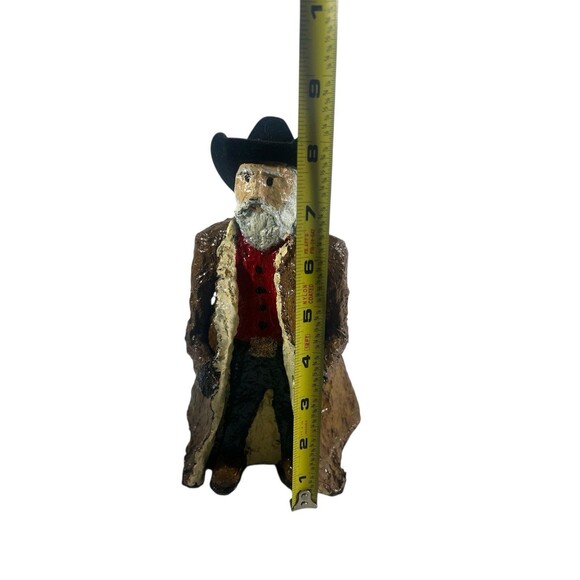 Folk Art Cowboy Frontiersman Paper Clay Sculpture Figurine Hand Painted 8.5” T - Picture 4 of 10